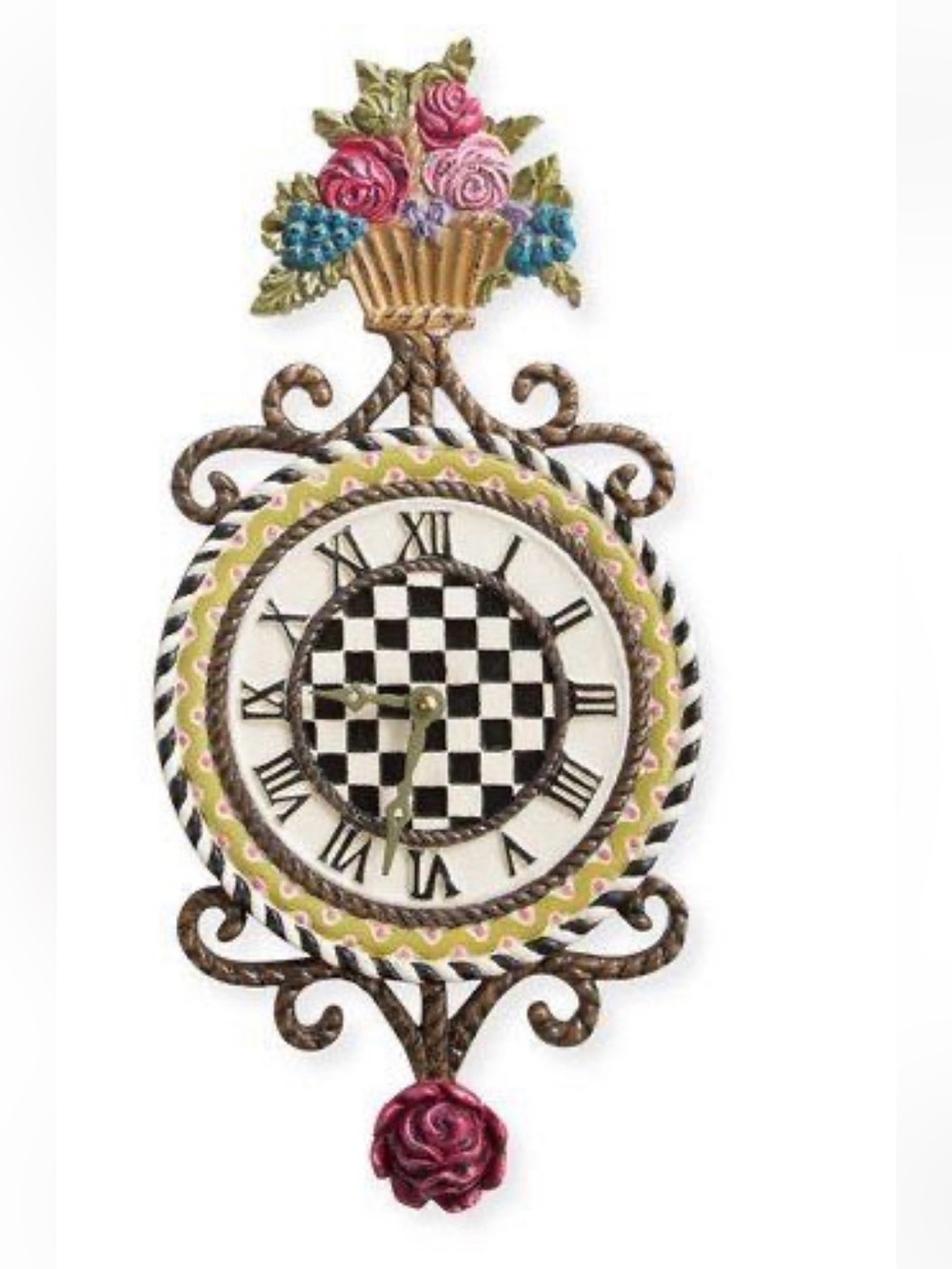 Mackenzie Childs MacKenzie-Childs Flower Basket Clock NWT